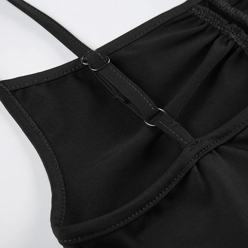 Sleeveless Skinny Shirring Spaghetti Strap Bodysuit for Women Vacation Camisole